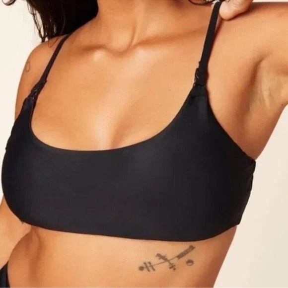 Andie Swim The Riviera Bikini Scoop Neck Buckles Black Size Large vacation beach - Picture 1 of 14